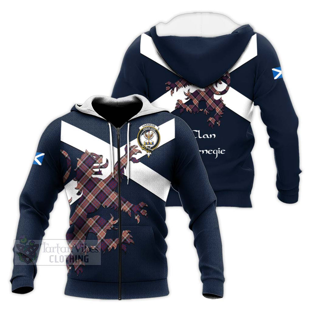 Tartan Vibes Clothing Carnegie Tartan Lion Rampant Knitted Hoodie – Proudly Display Your Heritage with Alba Gu Brath and Clan Name