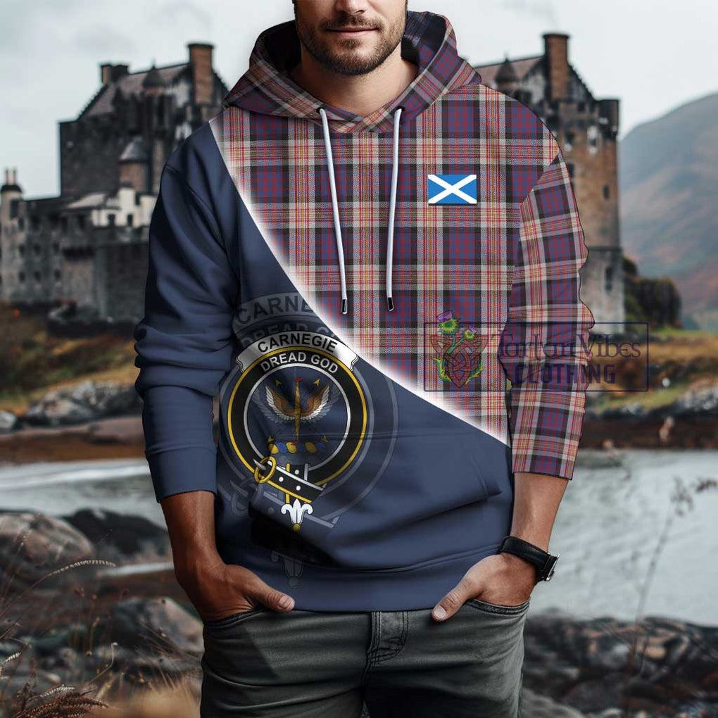 Carnegie Tartan Hoodie with Personalised National Flag and Family Crest Half Style - Tartanvibesclothing Shop