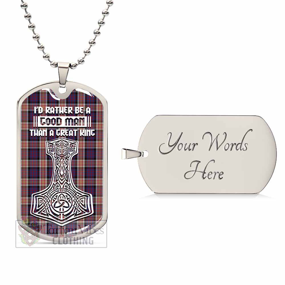 Tartan Vibes Clothing Carnegie Tartan Dog Tag Necklace Viking Mjolnir Style