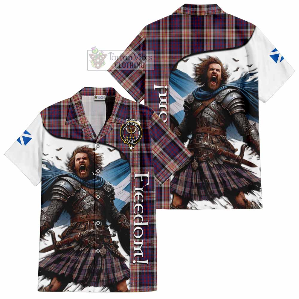 Tartan Vibes Clothing Carnegie Crest Tartan Short Sleeve Button Shirt Inspired by the Freedom of Scottish Warrior