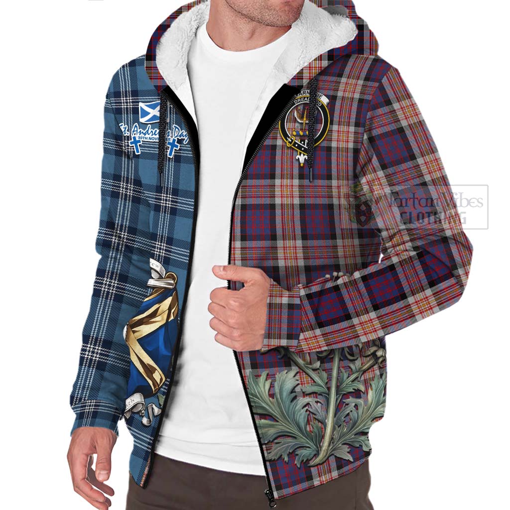 Tartan Vibes Clothing Carnegie Tartan Sherpa Hoodie Happy St. Andrew's Day Half Tartan Style