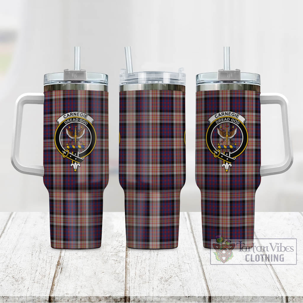 Tartan Vibes Clothing Carnegie Tartan and Family Crest Tumbler with Handle