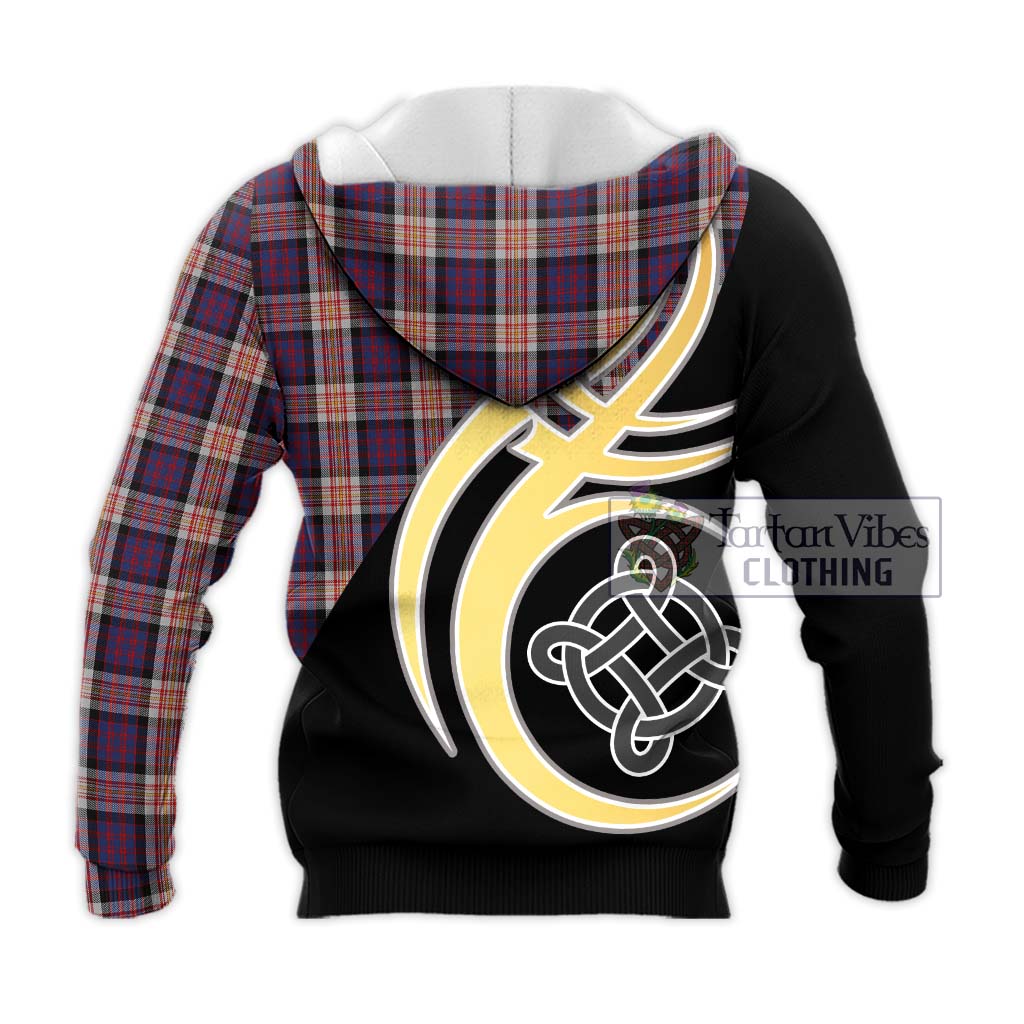 Tartan Vibes Clothing Carnegie Tartan Knitted Hoodie with Family Crest and Celtic Symbol Style