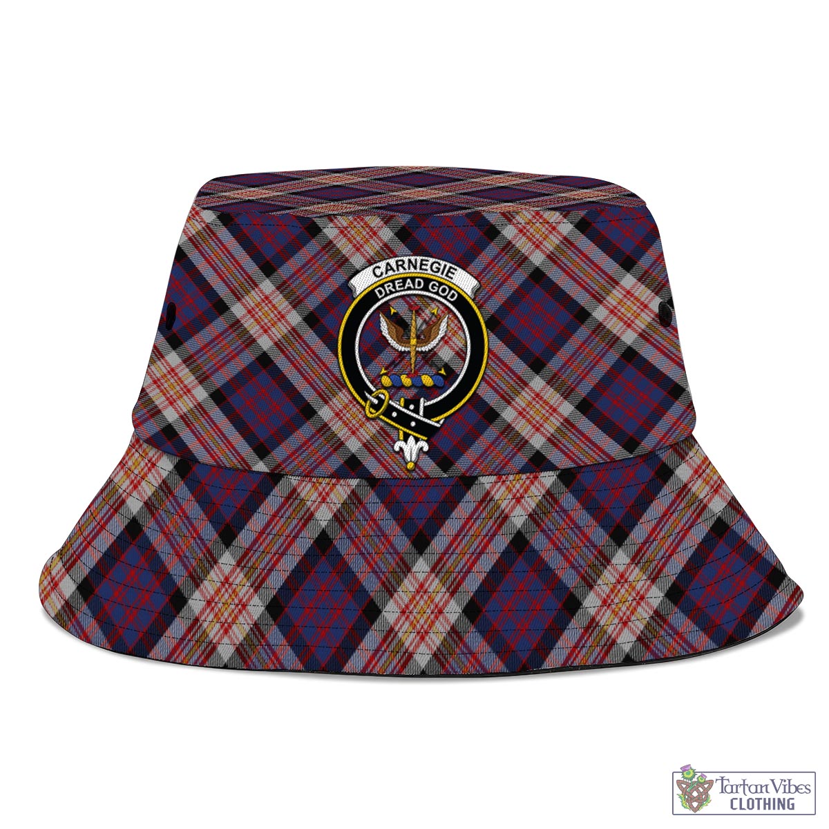 Tartan Vibes Clothing Carnegie Tartan Bucket Hat with Family Crest