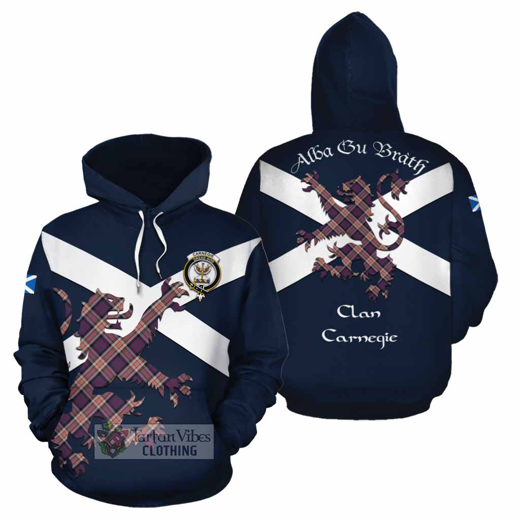 Tartan Vibes Clothing Carnegie Tartan Lion Rampant Cotton Hoodie Proudly Display Your Heritage with Alba Gu Brath and Clan Name