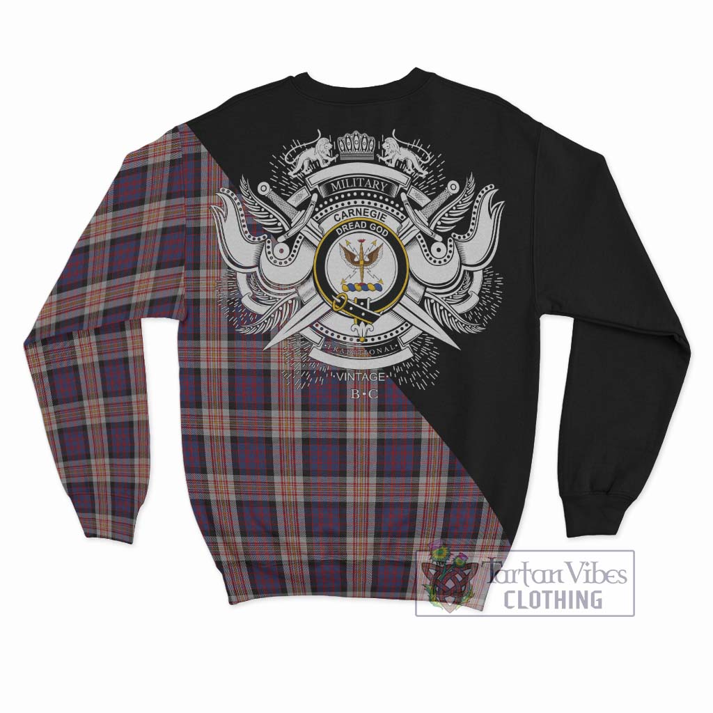 Tartan Vibes Clothing Carnegie Tartan Sweatshirt with Family Crest and Military Logo Style