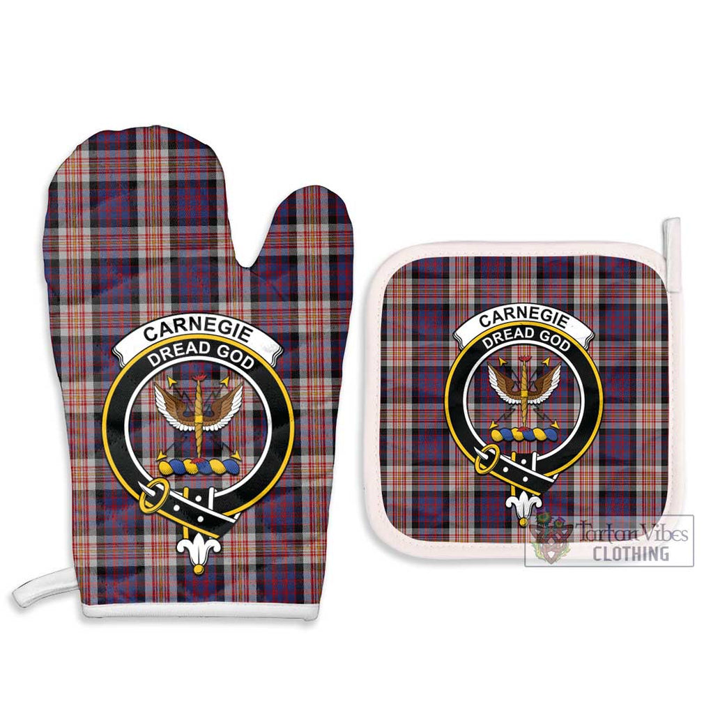 Carnegie Tartan Combo Oven Mitt & Pot-Holder with Family Crest Combo 1 Oven Mitt & 2 Pot-Holder White - Tartan Vibes Clothing