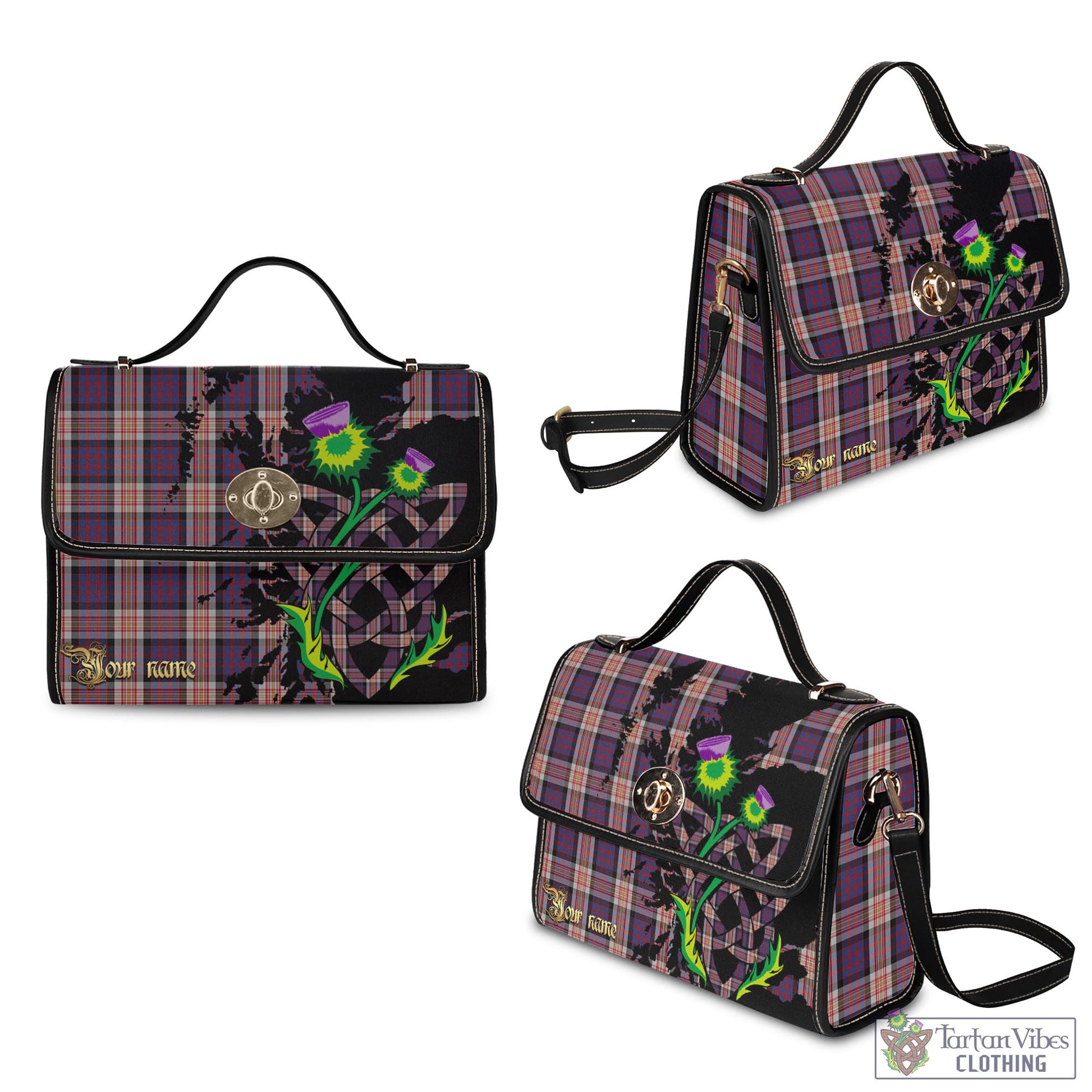 Tartan Vibes Clothing Carnegie Tartan Waterproof Canvas Bag with Scotland Map and Thistle Celtic Accents