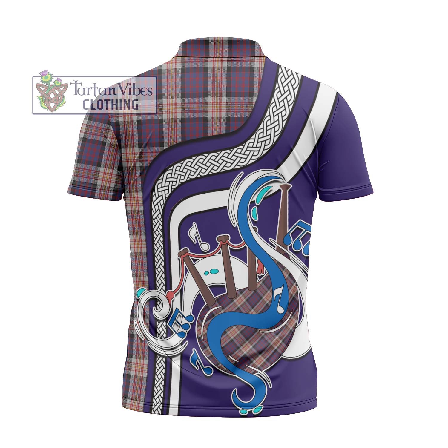 Tartan Vibes Clothing Carnegie Tartan Zipper Polo Shirt with Epic Bagpipe Style