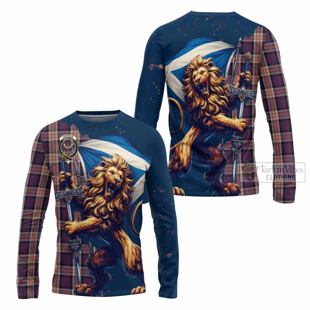 Tartan Vibes Clothing Carnegie Tartan Family Crest Long Sleeve T-Shirt with Scottish Majestic Lion