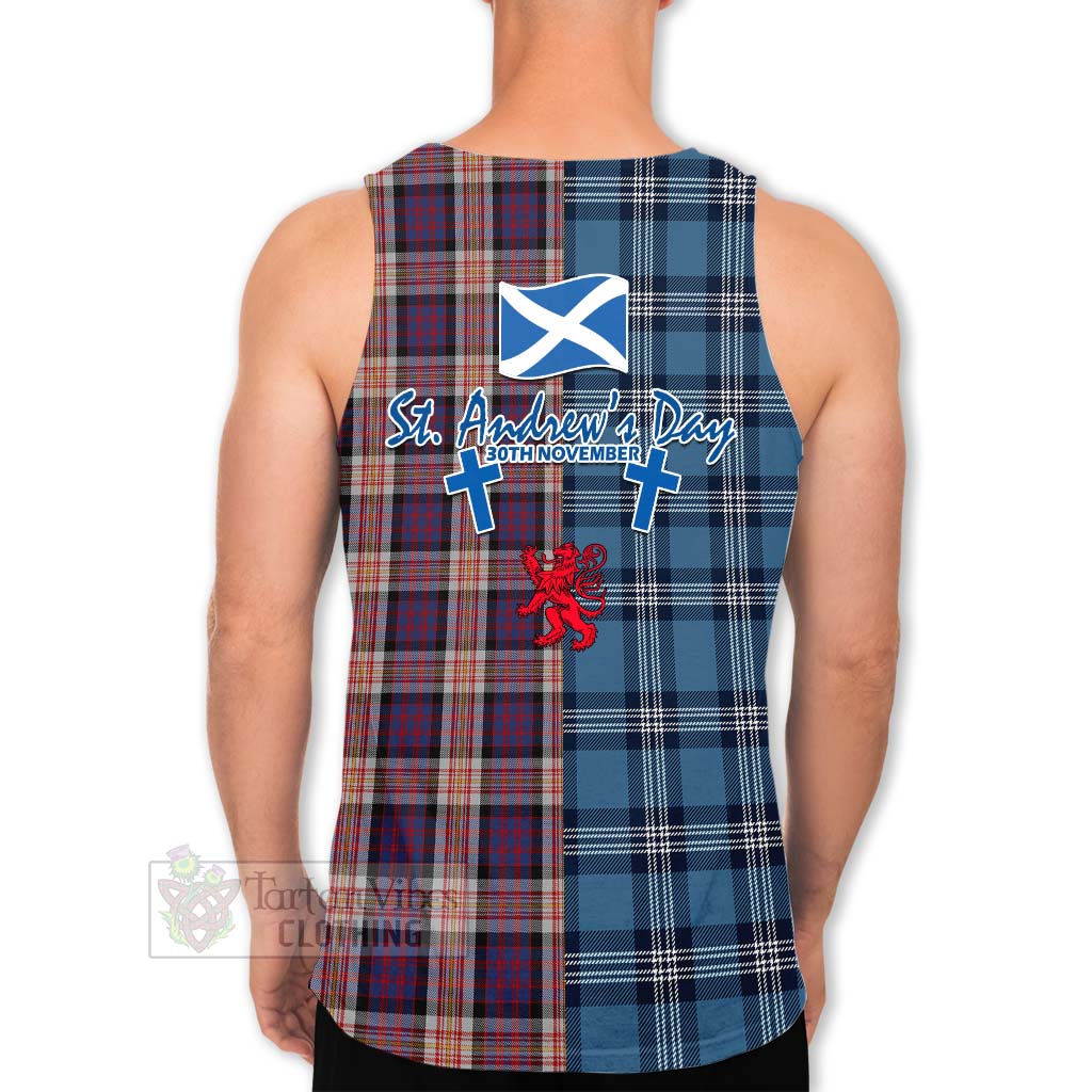 Tartan Vibes Clothing Carnegie Tartan Men's Tank Top Happy St. Andrew's Day Half Tartan Style