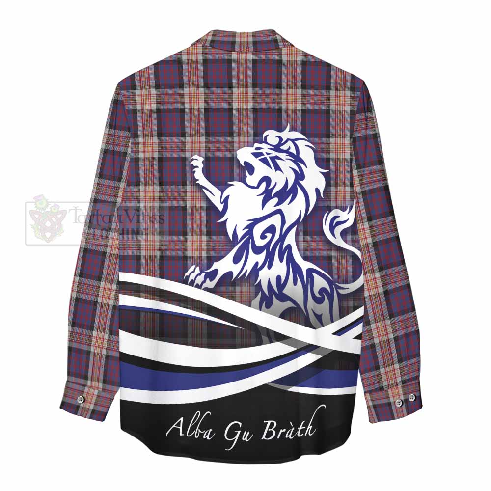 Tartan Vibes Clothing Carnegie Tartan Women's Casual Shirt with Alba Gu Brath Regal Lion Emblem