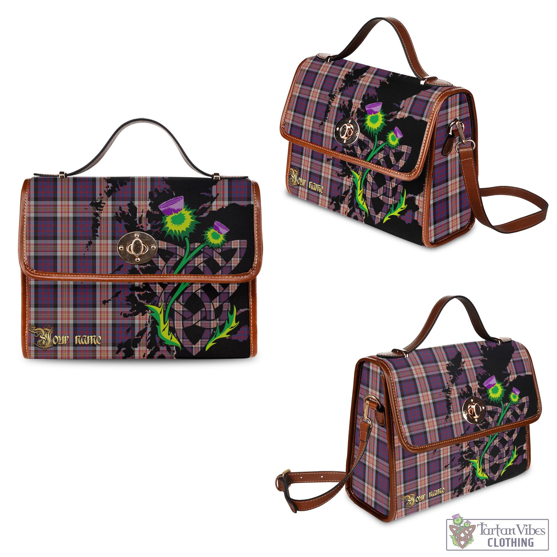 Tartan Vibes Clothing Carnegie Tartan Waterproof Canvas Bag with Scotland Map and Thistle Celtic Accents