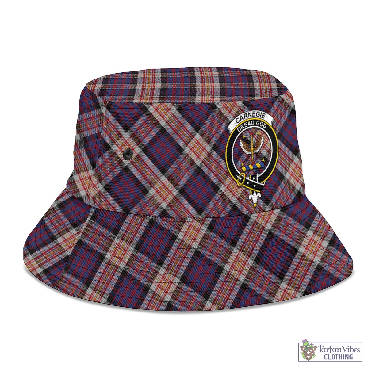 Tartan Vibes Clothing Carnegie Tartan Bucket Hat with Family Crest