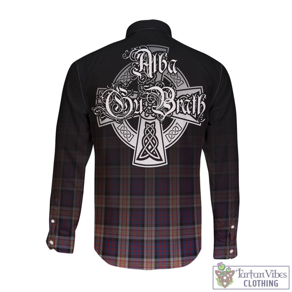 Tartan Vibes Clothing Carnegie Tartan Long Sleeve Button Up Featuring Alba Gu Brath Family Crest Celtic Inspired