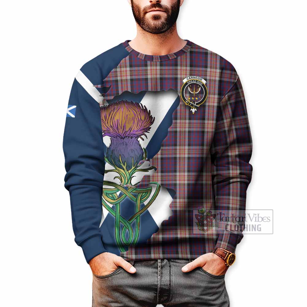 Carnegie Tartan Family Crest Sweatshirt Scottish Thistle Celtic Inspired - Tartan Vibes Clothing