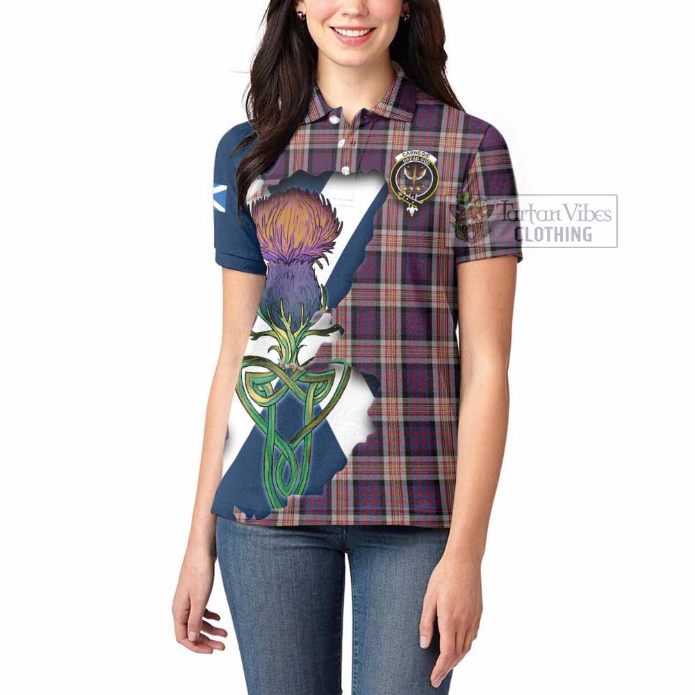 Carnegie Tartan Family Crest Women's Polo Shirt Scottish Thistle Celtic Inspired - Tartan Vibes Clothing