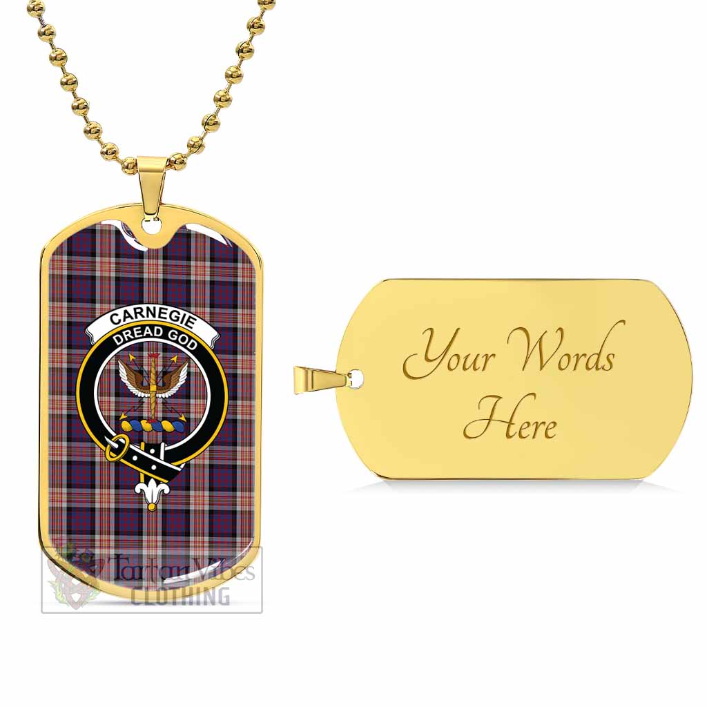 Tartan Vibes Clothing Carnegie Tartan Dog Tag Necklace with Family Crest