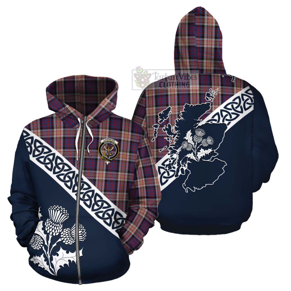 Carnegie Tartan Cotton Hoodie Featuring Thistle and Scotland Map - Tartan Vibes Clothing