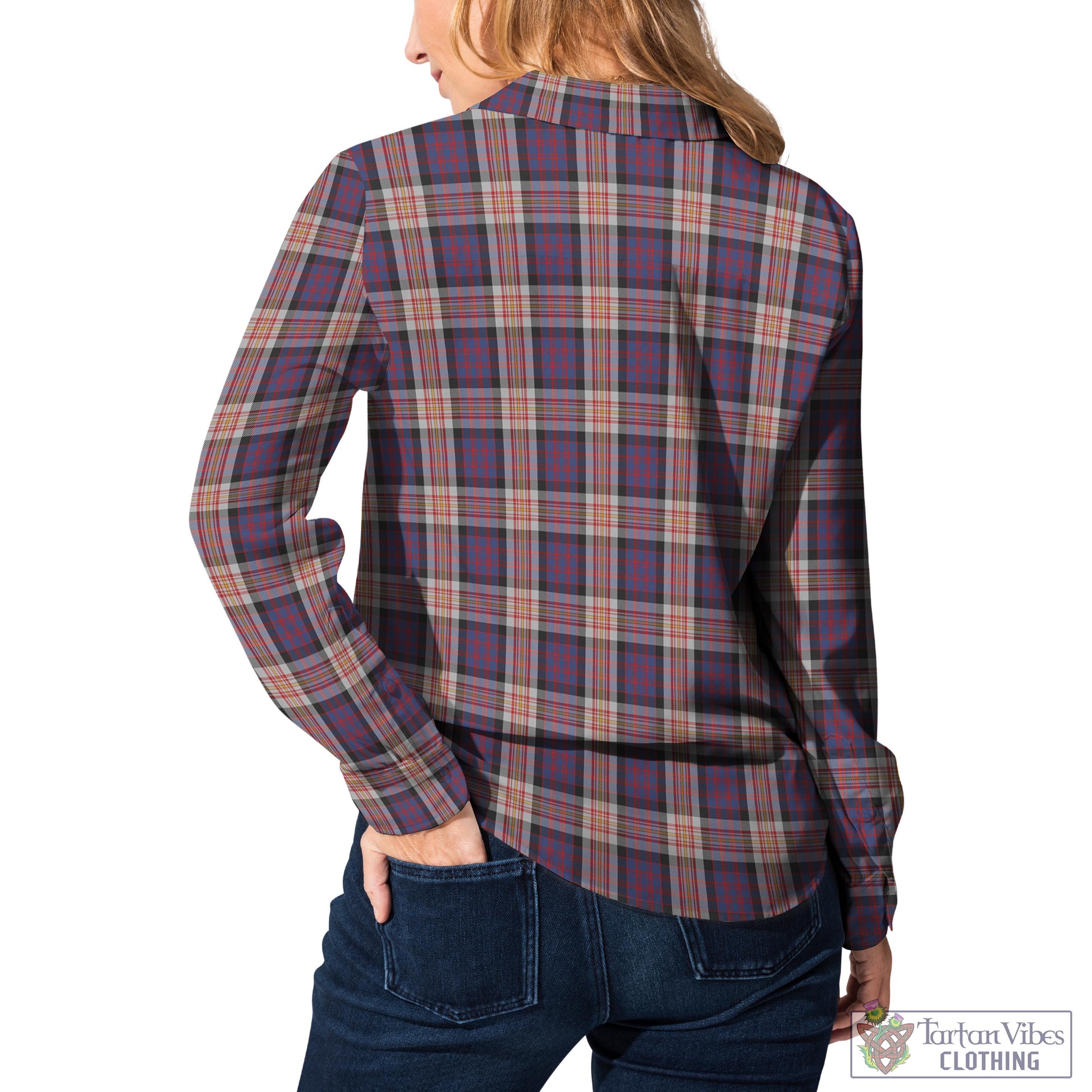 Tartan Vibes Clothing Carnegie Tartan Womens Casual Shirt with Family Crest