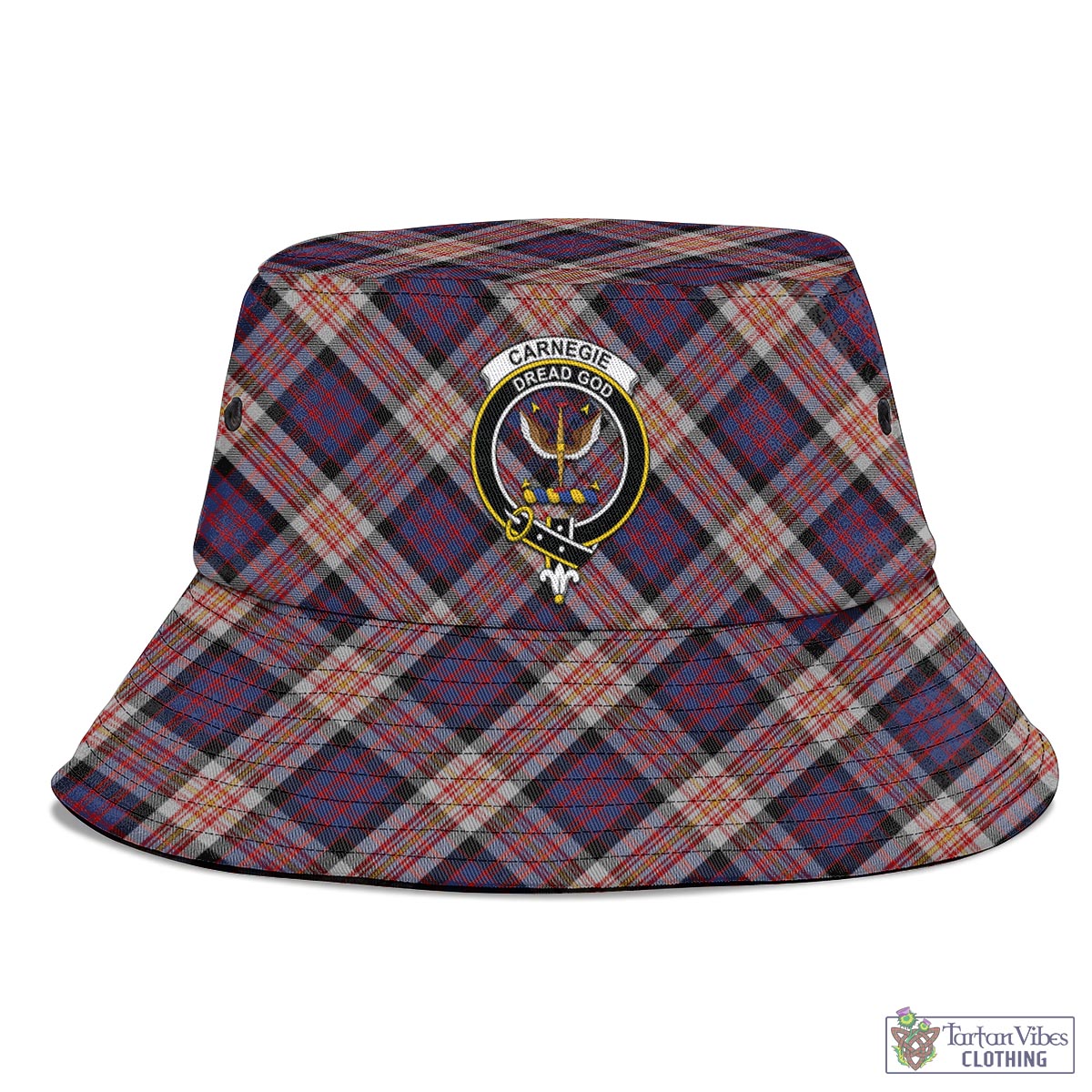 Tartan Vibes Clothing Carnegie Tartan Bucket Hat with Family Crest