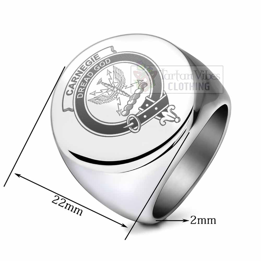 Tartan Vibes Clothing Carnegie Clan Crest Engraved Ring