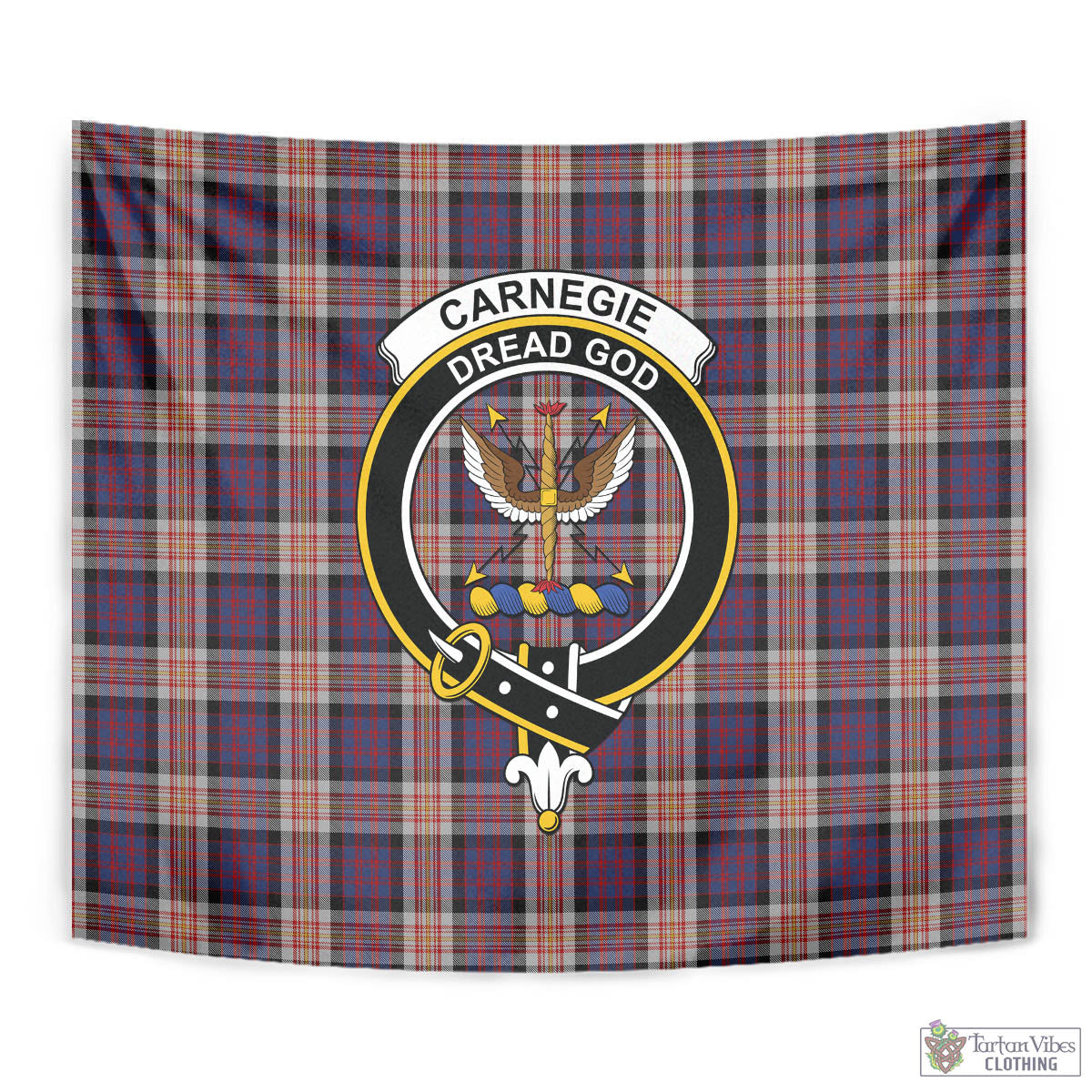 Tartan Vibes Clothing Carnegie Tartan Tapestry Wall Hanging and Home Decor for Room with Family Crest