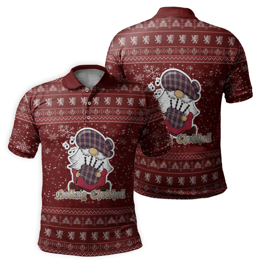 Carnegie Clan Christmas Family Polo Shirt with Funny Gnome Playing Bagpipes - Tartanvibesclothing