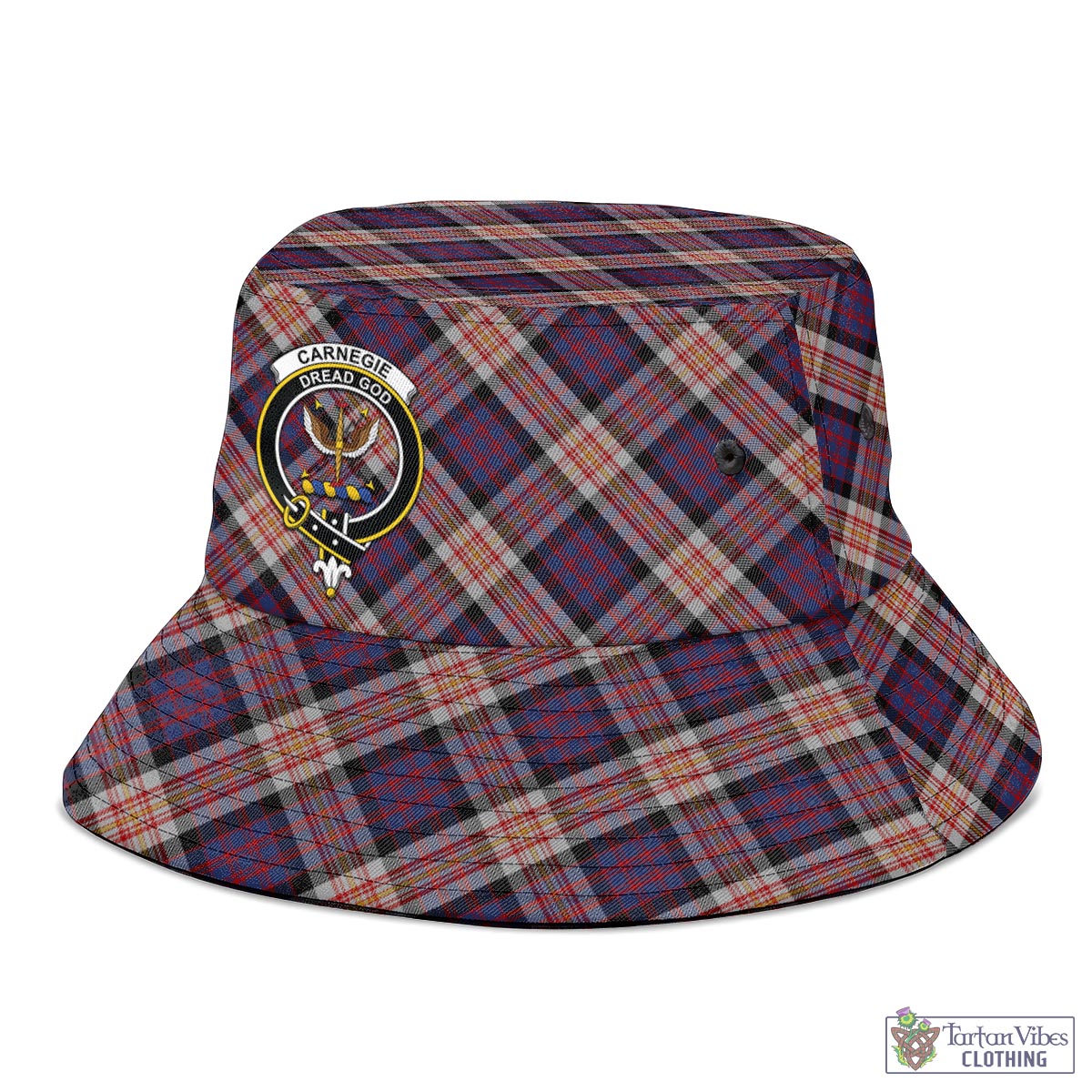 Tartan Vibes Clothing Carnegie Tartan Bucket Hat with Family Crest