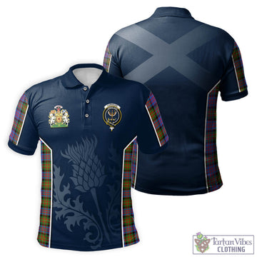 Carnegie Ancient Tartan Men's Polo Shirt with Family Crest and Scottish Thistle Vibes Sport Style