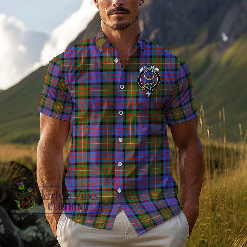 Carnegie Ancient Tartan Cotton Hawaiian Shirt with Family Crest Adult - Tartan Vibes Clothing