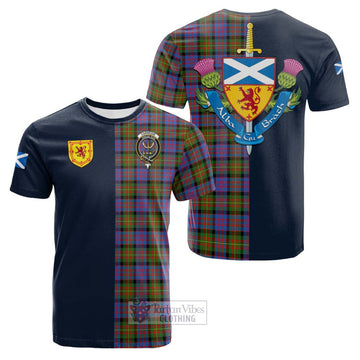 Carnegie Ancient Tartan Cotton T-shirt Alba with Scottish Lion Royal Arm Half Style