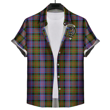 Carnegie Ancient Tartan Short Sleeve Button Down Shirt with Family Crest