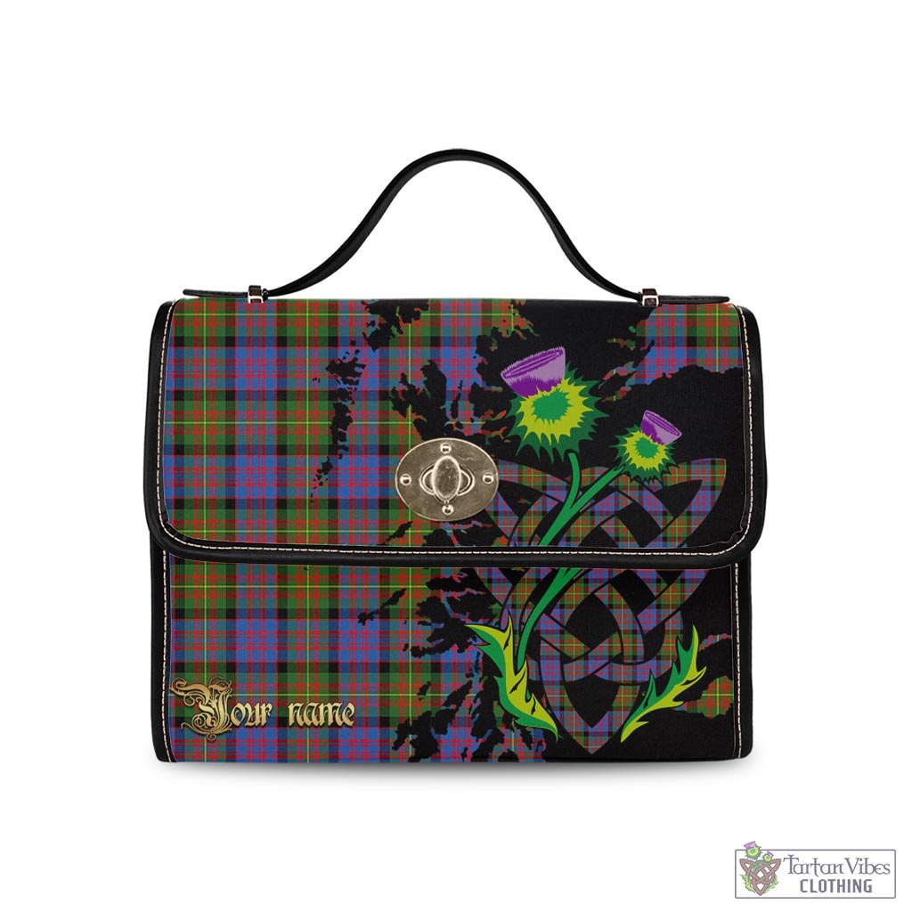 Tartan Vibes Clothing Carnegie Ancient Tartan Waterproof Canvas Bag with Scotland Map and Thistle Celtic Accents