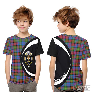 Carnegie Ancient Tartan Kid T-Shirt with Family Crest Circle Style