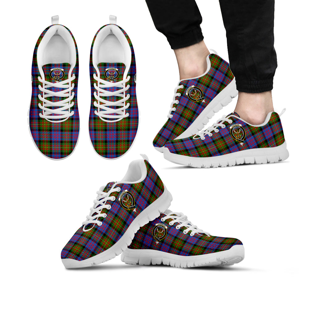 Carnegie Ancient Tartan Sneakers with Family Crest Kid's Sneakers - Tartan Vibes Clothing