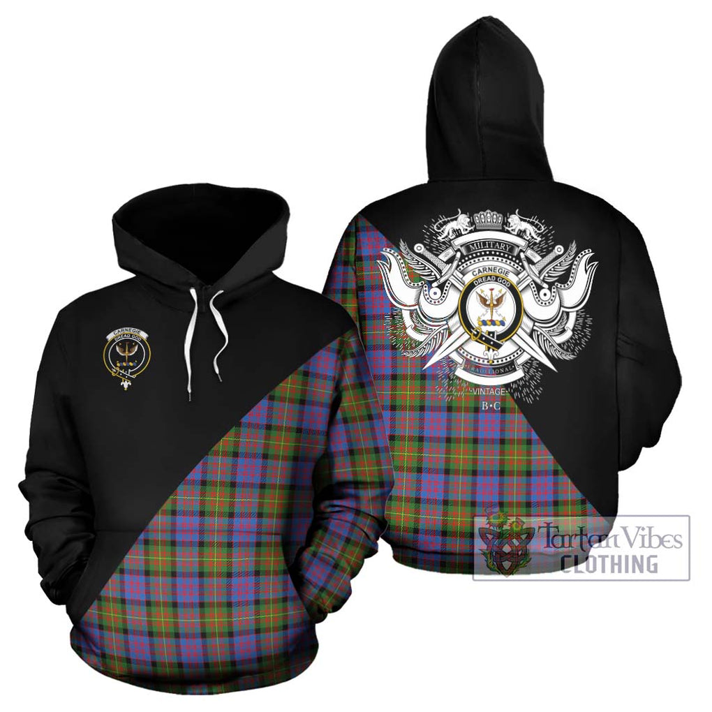 Carnegie Ancient Tartan Hoodie with Family Crest and Military Logo Style Zip Hoodie - Tartanvibesclothing Shop