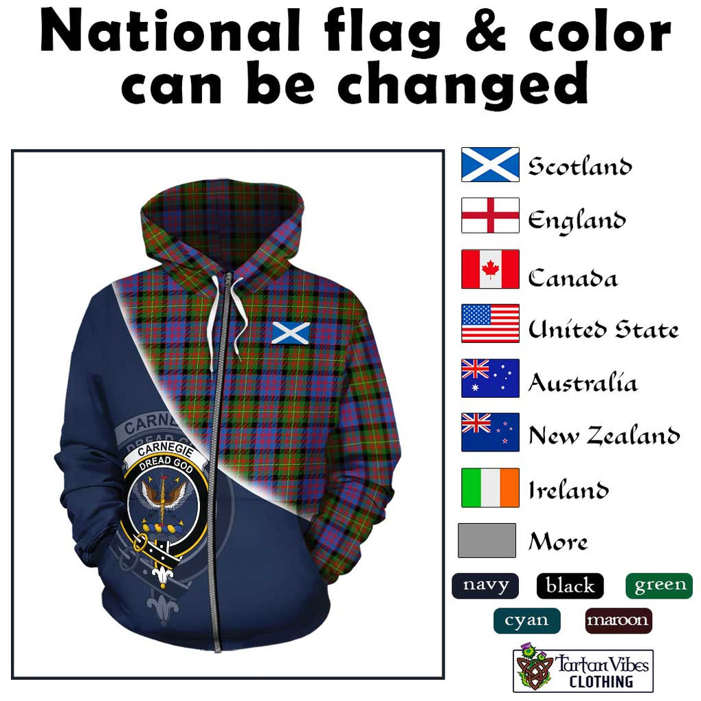 Carnegie Ancient Tartan Hoodie with Personalised National Flag and Family Crest Half Style - Tartanvibesclothing Shop