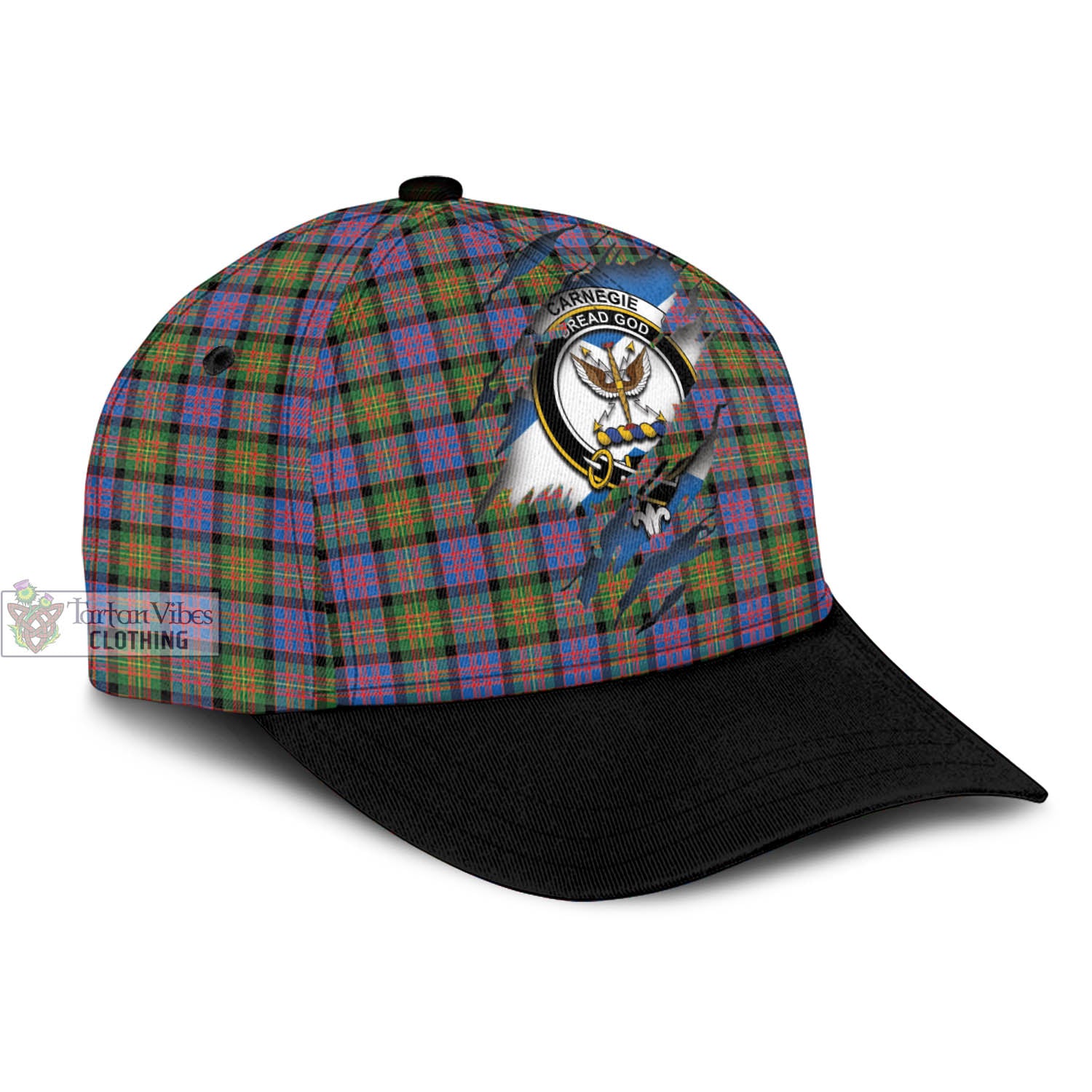 Tartan Vibes Clothing Carnegie Ancient Tartan Classic Cap with Family Crest In Me Style