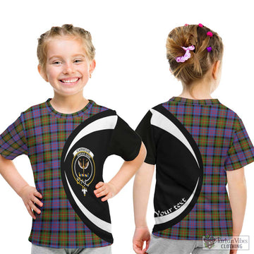 Carnegie Ancient Tartan Kid T-Shirt with Family Crest Circle Style