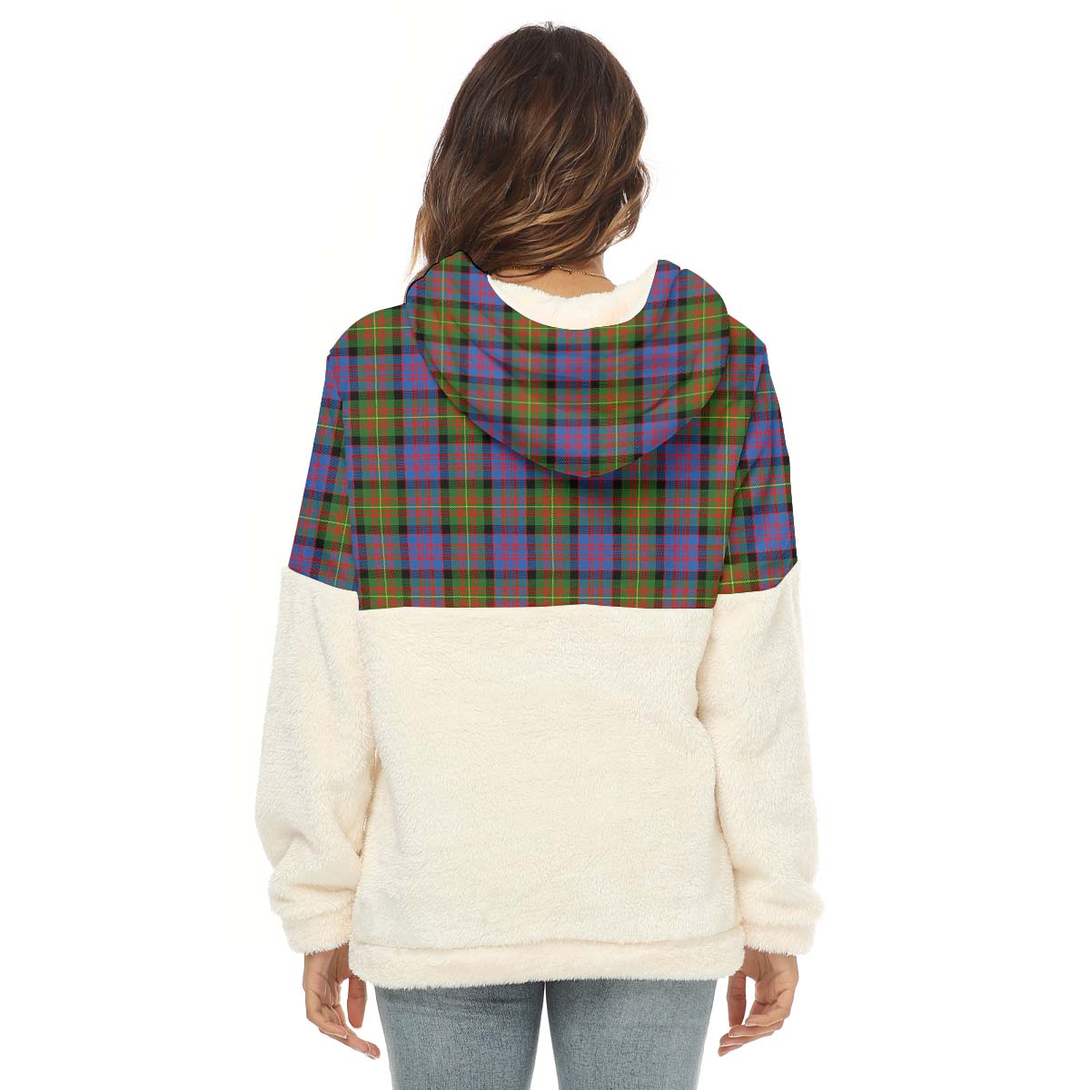 Carnegie Ancient Tartan Women's Borg Fleece Hoodie With Half Zip - Tartan Vibes Clothing