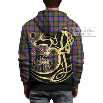 Carnegie Ancient Tartan Hoodie with Family Crest Celtic Wolf Style