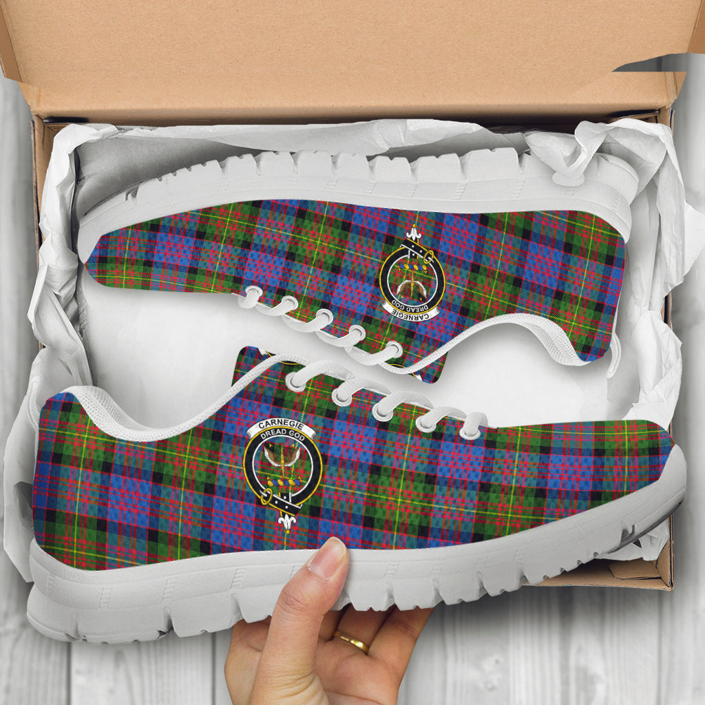 Carnegie Ancient Tartan Sneakers with Family Crest - Tartan Vibes Clothing