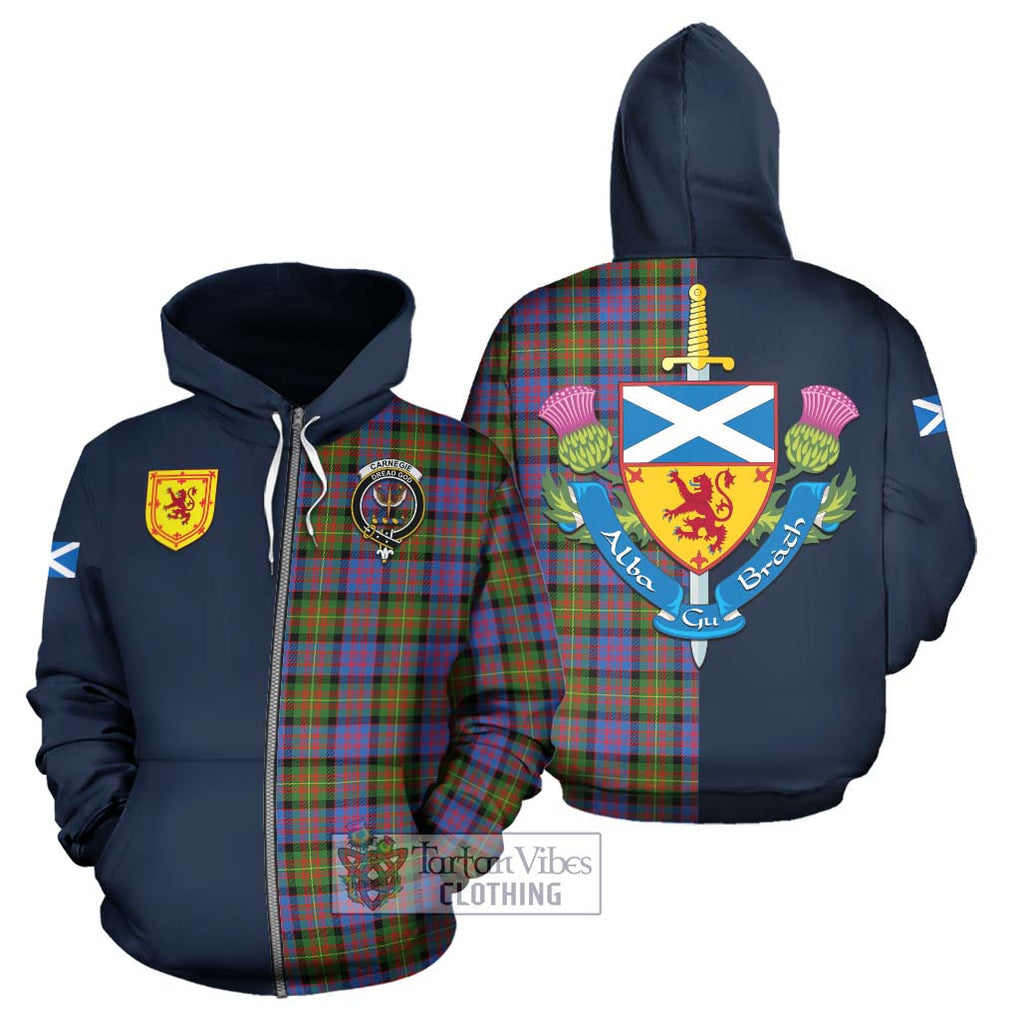 Tartan Vibes Clothing Carnegie Ancient Tartan Hoodie with Scottish Lion Royal Arm Half Style