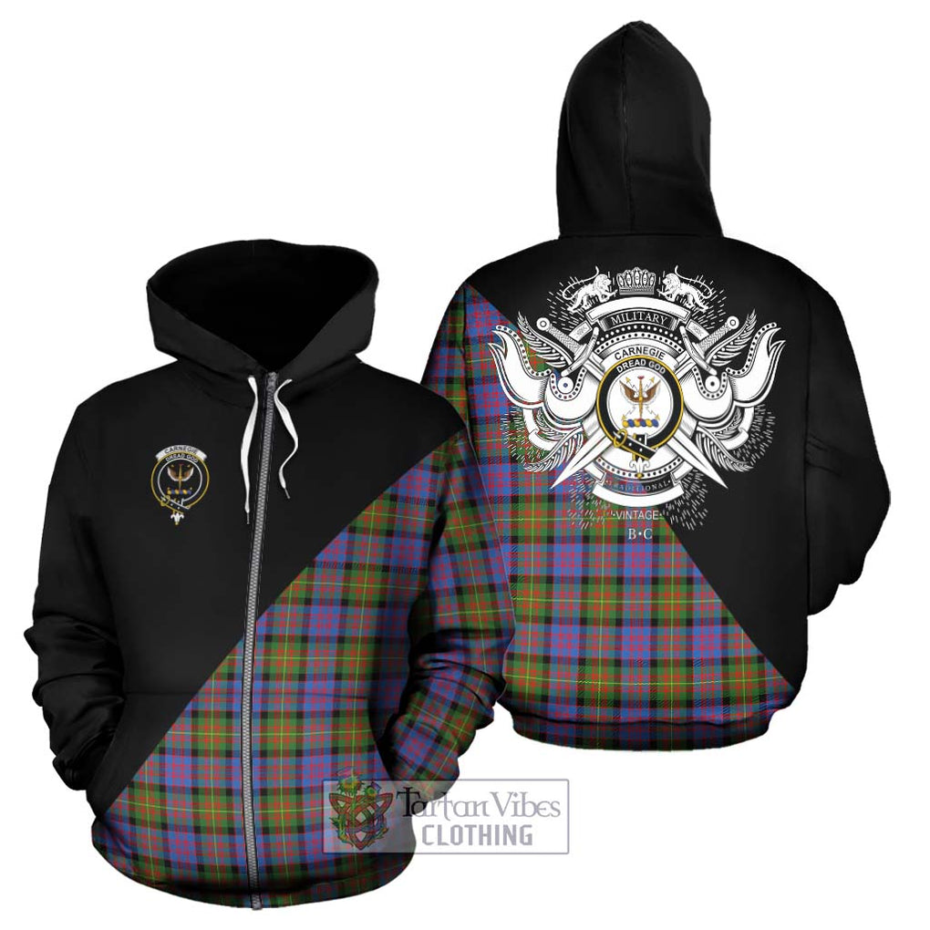 Carnegie Ancient Tartan Hoodie with Family Crest and Military Logo Style - Tartanvibesclothing Shop