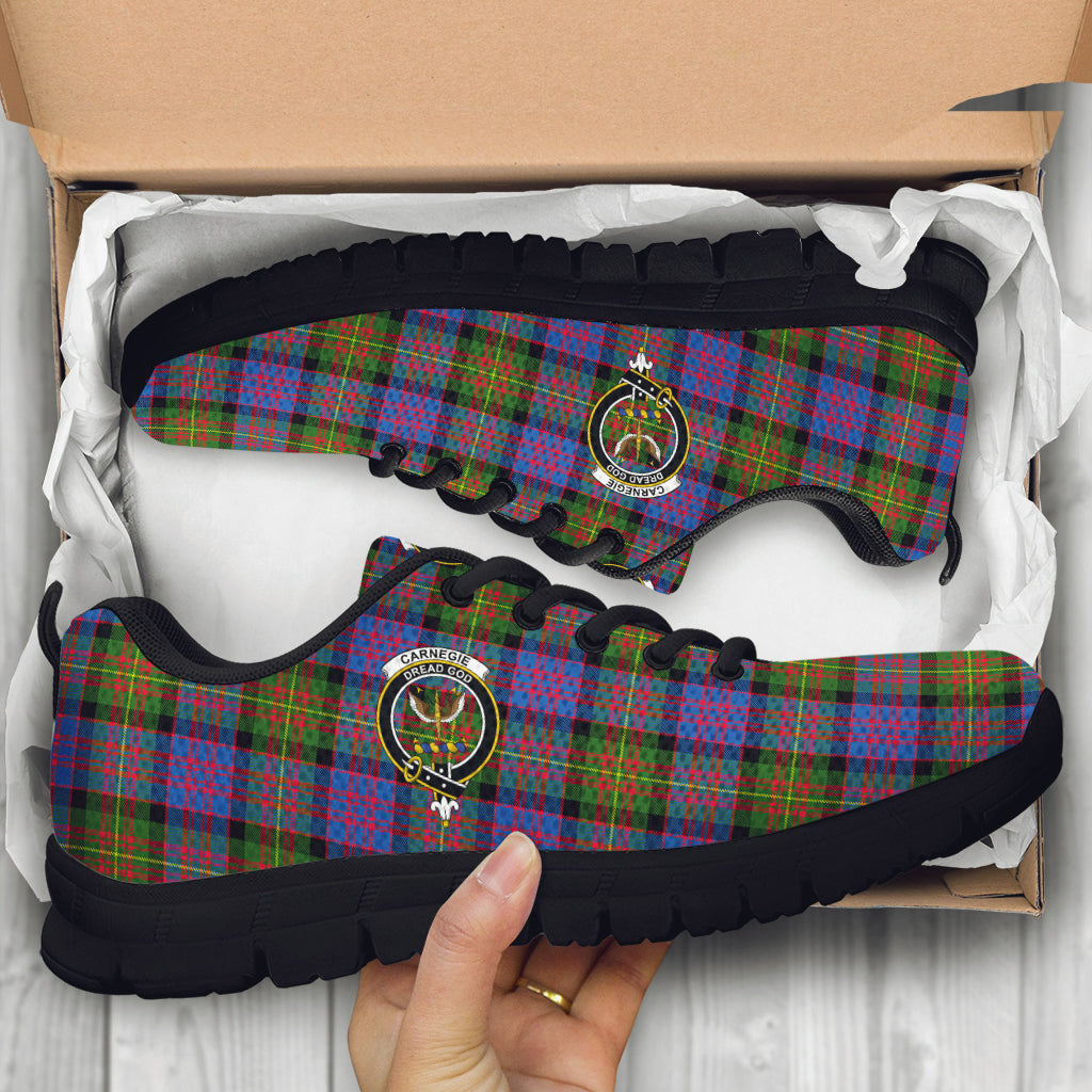 Carnegie Ancient Tartan Sneakers with Family Crest - Tartan Vibes Clothing