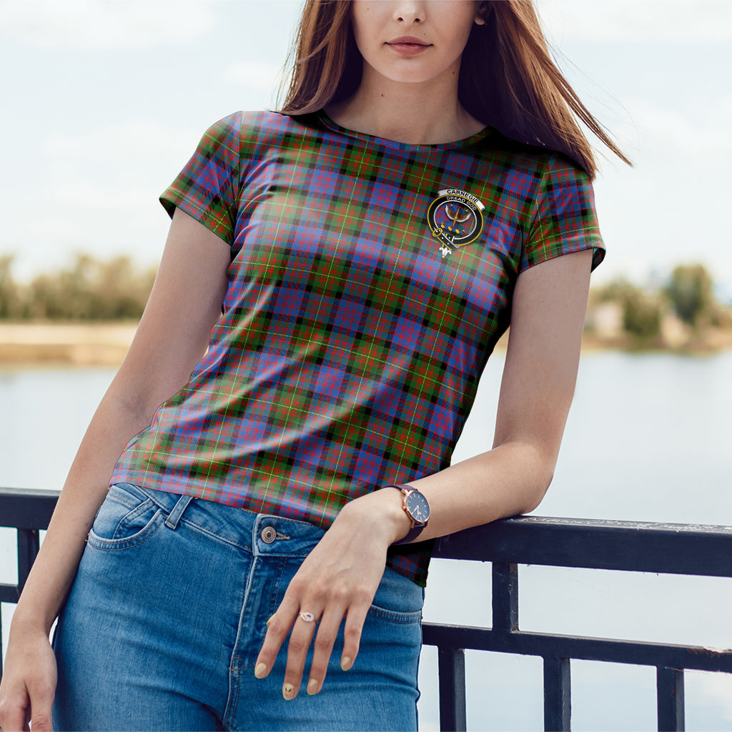 Carnegie Ancient Tartan T-Shirt with Family Crest - Tartan Vibes Clothing