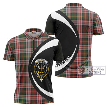 Carnegie Dress Tartan Zipper Polo Shirt with Family Crest Circle Style