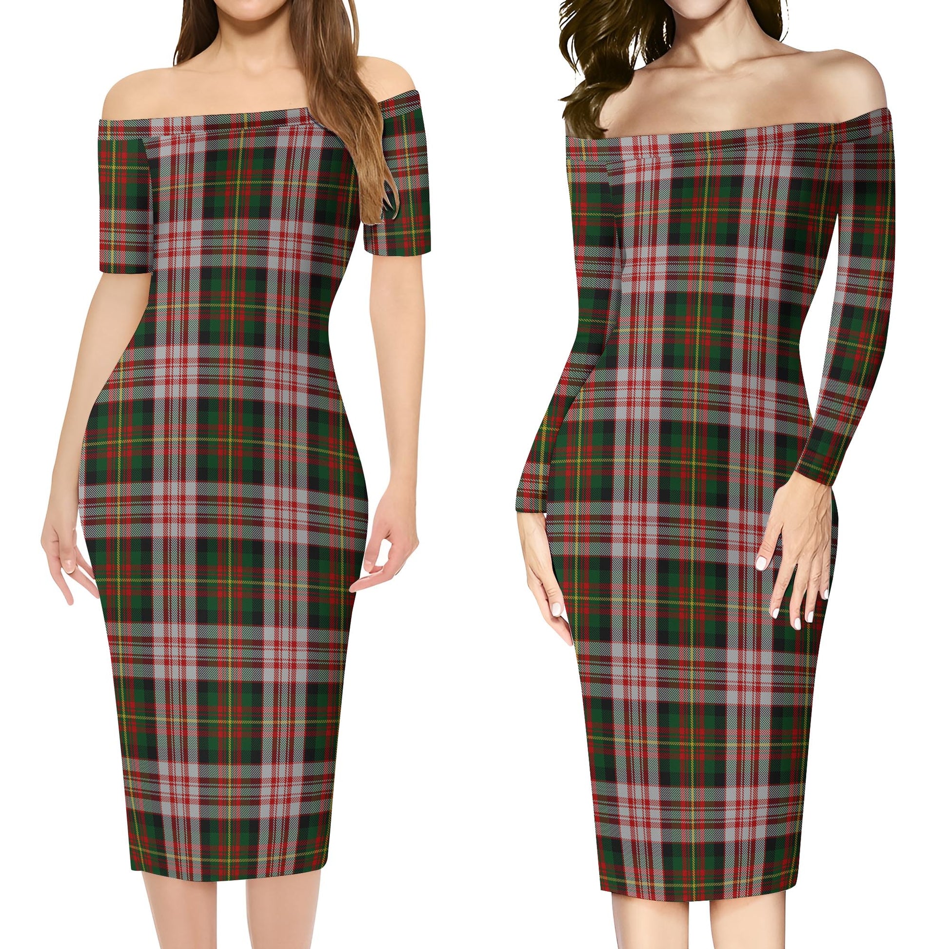 Carnegie Dress Tartan Off Shoulder Lady Dress Women's Dress - Tartanvibesclothing