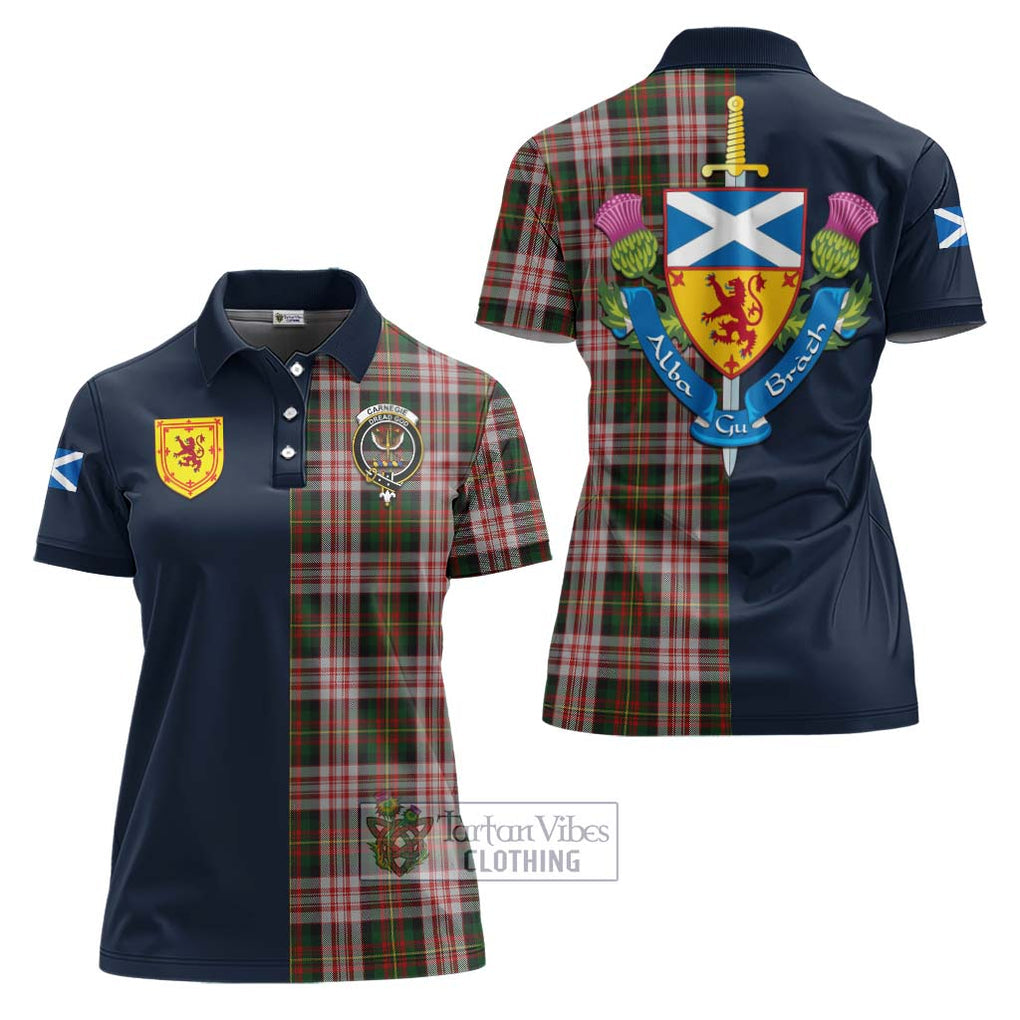 Tartan Vibes Clothing Carnegie Dress Tartan Women's Polo Shirt with Scottish Lion Royal Arm Half Style